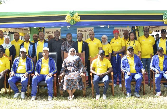 Waziri wa Vijana,Utamaduni na Michezo Zanzibar Mh Tabia Maulid Mwita akiwana katika Sherehe maalum ya Kuwapongeza Wana michezo wa Kanda ya SMZ